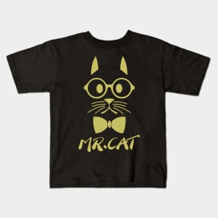 Gold Mr Cat Kids T-Shirt